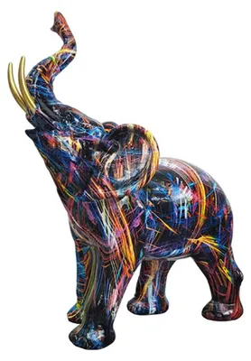 Elefanten-Skulptur, farbenfroh, Harz, 16 x 8 x 18 cm, Tier-Deko
