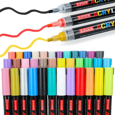 Obrázok produktu pre Akrylové fixky, perá, zvýrazňovače, fixy s farbou, vodeodolné, 36 kusov