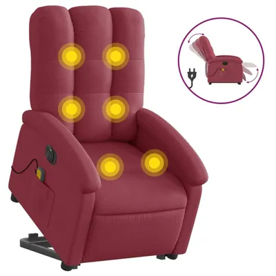 Obrázek produktu pro Elektrické zvedací masážní polohovací křeslo vínové textil