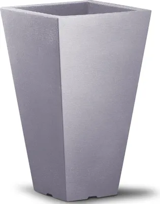 A tall, square-shaped planter pot with a tapered design, shown against a white background.