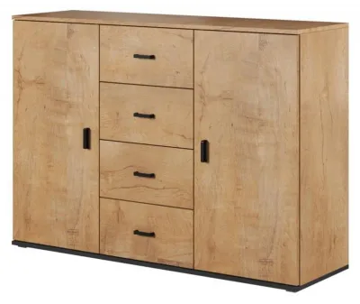 Productafbeelding van Furniture24 Kommode Soho S-8, modern woonkamer, uitvoering: Lefkas eik / zwart