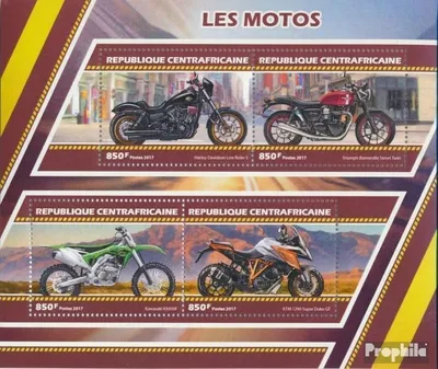 Produktbild von Briefmarken Zentralafrikanische Republik 2017 Mi 6955-6958 Kleinbogen (kompl. Ausgabe) postfrisch Motorräder