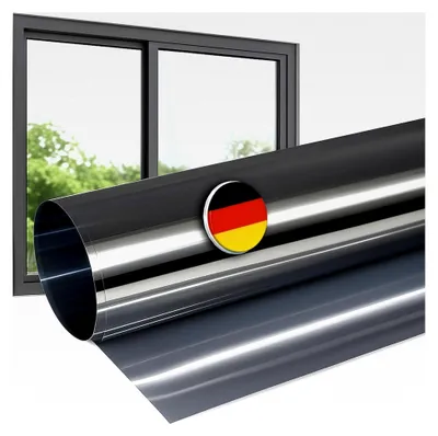 Produktbild von Fensterfolie Sonnenschutz - 300x91cm - Starke Verspiegelung - Hitzeschutzfolie mit 99% UV-Schutz - Spiegelfolie für Sichtschutz - Sonnenschutzfolie für außen