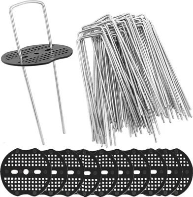 Obrázek produktu pro Kotevní kolíky pro trávníky – kotevní prvky – pro upevnění v zemi – nerezová ocel – 15 cm – 50 kusů – stříbrné