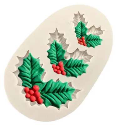 Produktbild von Silikonform Stechpalme Blatt Weihnachten Fondant Kuchen Pralinen DIY