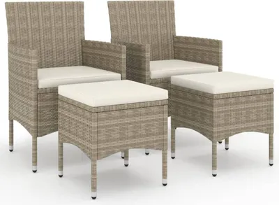 Produktbild von vidaXL 4-tlg. Gartenstuhl und Hocker Set Poly Rattan Grau