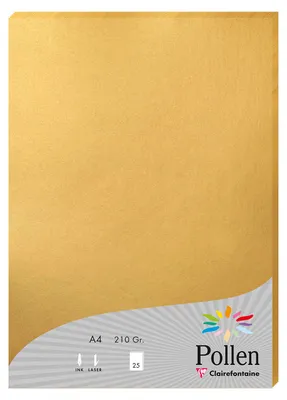 Produktbild von Clairefontaine Pollen, Laser-/Inkjet-Druck, A4 (210x297 mm), 25 Blätter, 210 g/m², Gold, Forest Stewardship Council (FSC) Mix