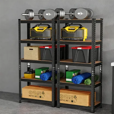 Produktbild von 2x Metallregal Standregal Schwerlastregal Lagerregal,Regal mit Stahlgestell,Mehrzweckregal,Werkstattregal,5 verstellbare Ablagen,bis 150kg belastbar