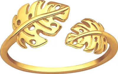 Produktbild von Ring Blatt gold: 925 Silber Ring offen 52 (16.5 mm Ø)