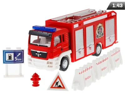 Produktbild von Modell 1:64, Feuerwehrauto RMZ City + Zubehör