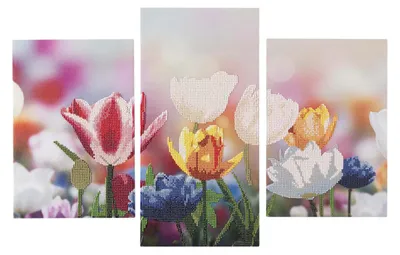 Image de Triptyque de peinture au diamant - Fleurs
