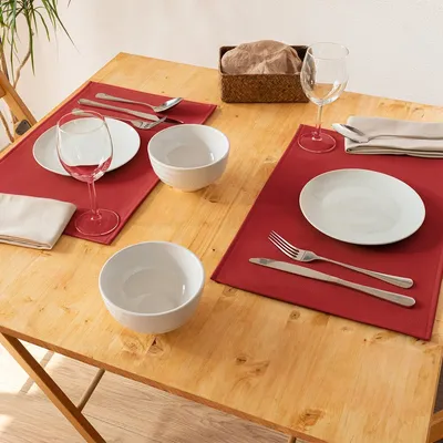 Image de set de 2 sets de table Monaco "Salsa" - Sets de table - Similicuir - Rectangle - Lavable - Rouge - 45x30cm