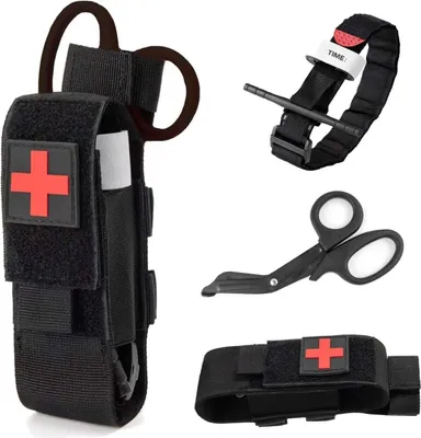 Produktbild von Taktisches Molle-Tourniquet und EMT medizinische Schere - mit Halter für Erste Hilfe und Notfälle im Freien