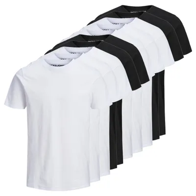 Produktbild von JACK&JONES Herren T-Shirt, 10er Pack - JJEORGANIC BASIC TEE O-NECK, Kurzarm, Baumwolle Schwarz/Weiß 2XL