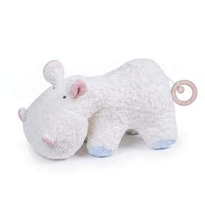 Produktbild von Efie Baby Spieluhr Nilpferd rosa blau – Melodie Weist Du wieviel Sternlein stehen, Kuschelspieluhr aus kbA Baumwolle, Germany