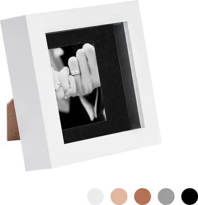 Produktbild von Nicola Spring 4 x 4 3D Shadow Box Bilderrahmen - Craft Anzeigen Bilderrahmen mit 2 x 2 Montieren - Glas Aperture - Weiß / Schwarz