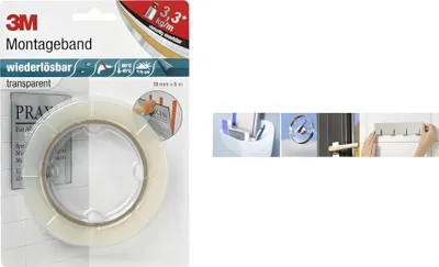 Produktbild von 3M Scotch Montageband "wiederl”sbar", 19 mmx5 m, transparent
