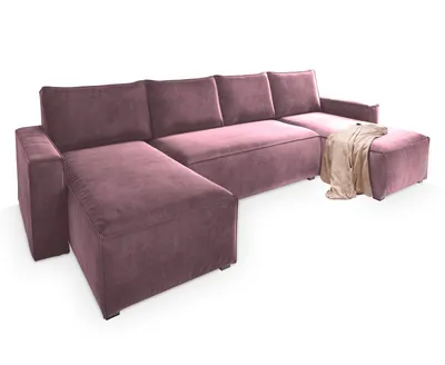 Produktbild von Masseno Ecksofa DENI mit Schlaffunktion U-Form, Sofa mit Bettkasten, Wohnzimmersofa, Couch, Soffa, Bettsofa, Couchgarnitur- Lila, MONOLITH 62