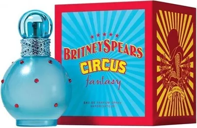 A bottle of Britney Spears Circus Fantasy perfume and its box.
