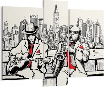 Produktbild von Bild auf Leinwand - Leinwandbild - Jazz Musik Musiker - 95x80cm - Wand Bild - Wanddeko - Wandbilder - Leinwanddruck - Bilder - Kunstdruck - Wanddekoration - Leinwand bilder - Wandkunst - CB95x80-3599