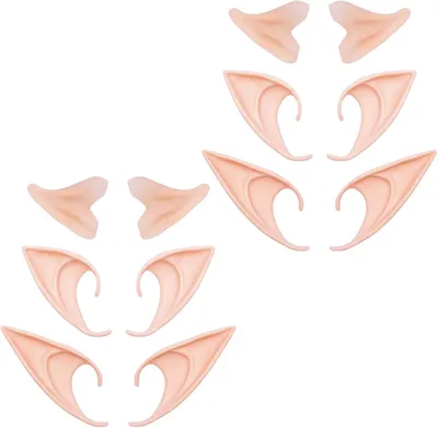 Imagen del producto de Elfenohren, set de 6 pares, color amarillo claro, de diferentes tamaños, para cosplay
