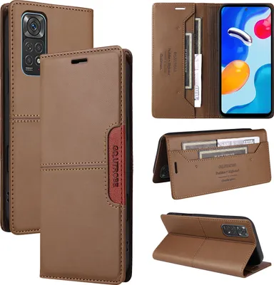 Produktbild von Handyhülle für Xiaomi Redmi Note 11s/Note 11 4G/Note 12s Hülle, Leder Flip Wallet Kartenfach Stand Schutzhülle Braun