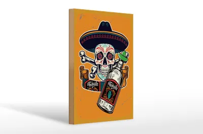 Produktbild von Holzschild Spruch Totenkopf Tequila 20x30cm