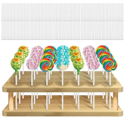Cake-Pop-Ständer, 21 Löcher, Holz, mit 100 Papierstäben
