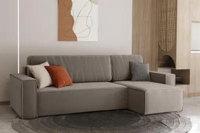 Produktbild von Ecksofa Schlafsofa Sofa MARIS Stoff Beigegrau Ottomane Rechts