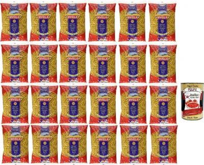 Produktbild von Divella Pasta 100% Italienisch Pennette di Mezzani 38, Nudeln aus Hartweizengrieß, Kochen 8 Minuten 24x 500g + Italian Gourmet polpa 400g