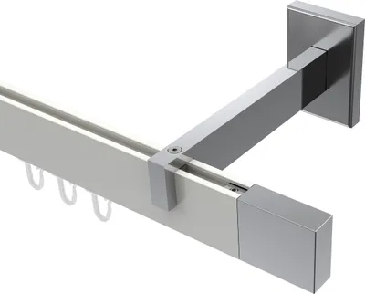 Produktbild von Interdeco Innenlaufstange / Gardinenstange mit Innenlauf Weiß / Chrom, Typ Smartline Lox (Quader), 14x35 mm 1-läufig, 400 cm