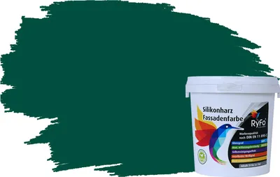 Produktbild von RyFo Colors Silikonharz Fassadenfarbe Lotuseffekt Trend Grüntöne Waldgrün 1l - bunte Fassadenfarbe, weitere Grün Farbtöne und Größen erhältlich, Deckkraft Klasse 1