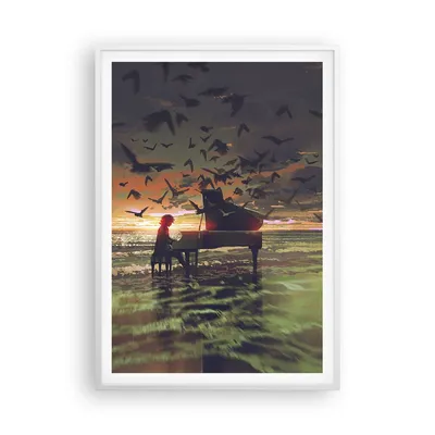Produktbild von Gerahmtes Poster - Weißer Rahmen - Klaviermusik - 70x100 cm - Wand Bild - Wanddeko - Wandbilder - Kunstposter - Wandposter - Bilderrahmen - Bilder - Kunstdruck - Wandbild - P2WPA70x100-3911