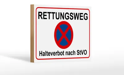 Produktbild von Holzschild Hinweis 18x12cm Rettungsweg Halteverbot nach StVO