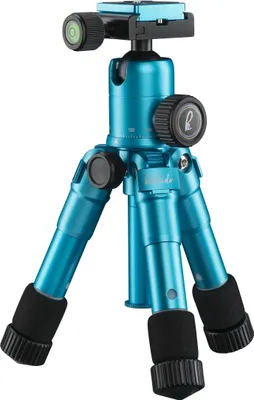 Produktbild von Mantona Kaleido Mini Tischstativ in ocean blue metallic Reisestativ inkl. Kugelkopf mit Schnellwechselplatte und Transporttasche