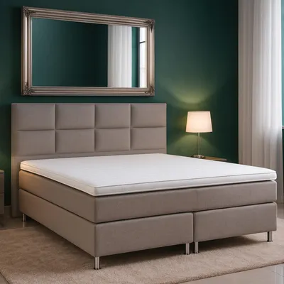 Produktbild von Boxspringbett MIAMI 180x200 cm Webstoff Silbergrau