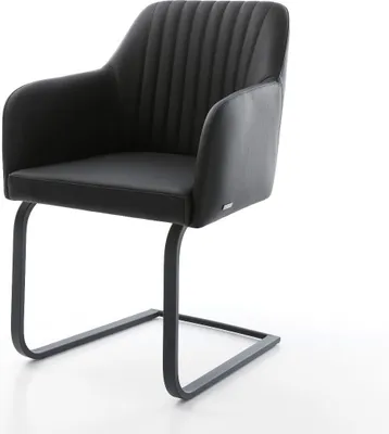 Produktbild von DELIFE Freischwinger Greg-Flex Echt-Leder Schwarz Freischwinger flach Schwarz Taschenfederkern