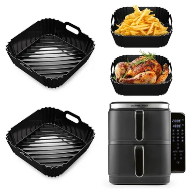 2er Set Silikonformen für Airfryer, 10 L, Doppelkammer