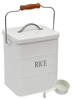 Image de Conteneur métallique pour aliments, blanc, 10 kg - Récipient hermétique pour la conservation des aliments