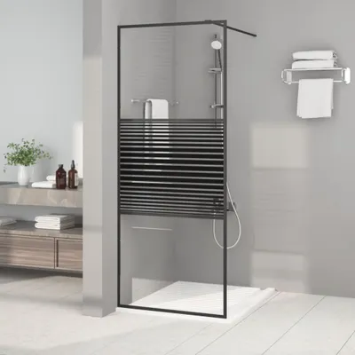 Produktbild von The Living Store Duschwand für Begehbare Dusche Schwarz 80x195 cm ESG-Glas Klar
