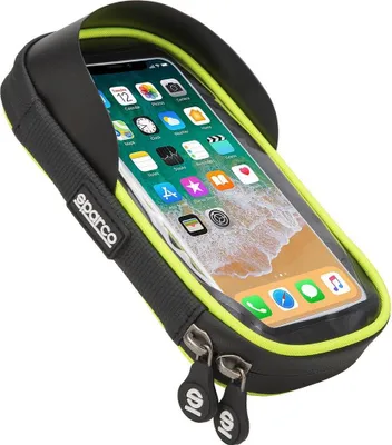 Immagine prodotto di Sparco Case Custodia per telefono da bici gialla in microfibra impermeabile con touchscreen e doppia zip