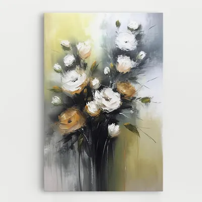 Produktbild von ARTHUB® Leinwandbild 80x120 cm, Bouquet Painting | Wohnzimmerdekoration, Hängende Bilder, Wanddekoration, Heimdekoration, Blumen, Blumenstrauß