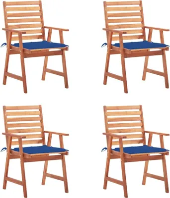 Productafbeelding van Tuinstoelen 4 st met kussens massief acaciahout
