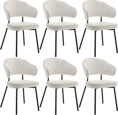 Produktbild von WOLTU 6er Set Esszimmerstühle, Polsterstuhl,  Metallbeinen, Samt, creme