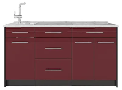Produktbild von Küchenblock Vicco Fame-Line Bordeaux Hochglanz 150 cm, AP Marmor, Model 65393