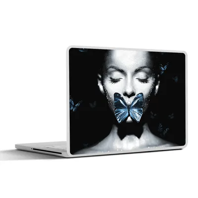 Produktbild von MuchoWow® Laptop Aufkleber Sticker Cover Frau - Schmetterling - Luxus 32.5x23.5 cm - Sticker für Laptop - Selbstklebend