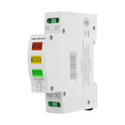 Produktbild von Leuchtmelder LED Dreiphasig Phasenkontrolle Signalleuchte rot grün gelb Doktorvolt DV-5596