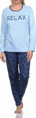 Produktbild von Damen Pyjama Schlafanzug lang in Tupfenoptik ; hellblau , 36
