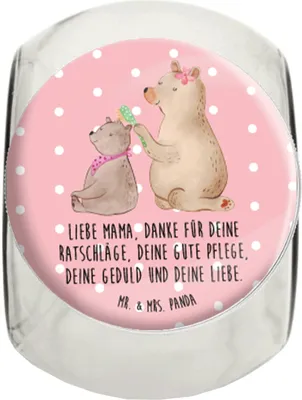 Produktbild von Mr. & Mrs. Panda Bonbonglas Bär Kind XL 2000ml - Rot Pastell - Geschenk, Vorratsdose Glas, Vorratsglas, Kaffeedose, Süßigkeitenglas, Familie, Vorratsbehälter, Muttertag