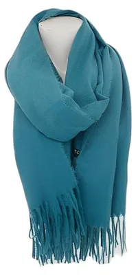 Zdjęcie produktu dla Szal damski Soft Cashmera » Szal z frędzlami 180 x 70 cm » Szal damski na zimę » Szal jesienno-zimowy: niebieski Kolor: niebieski